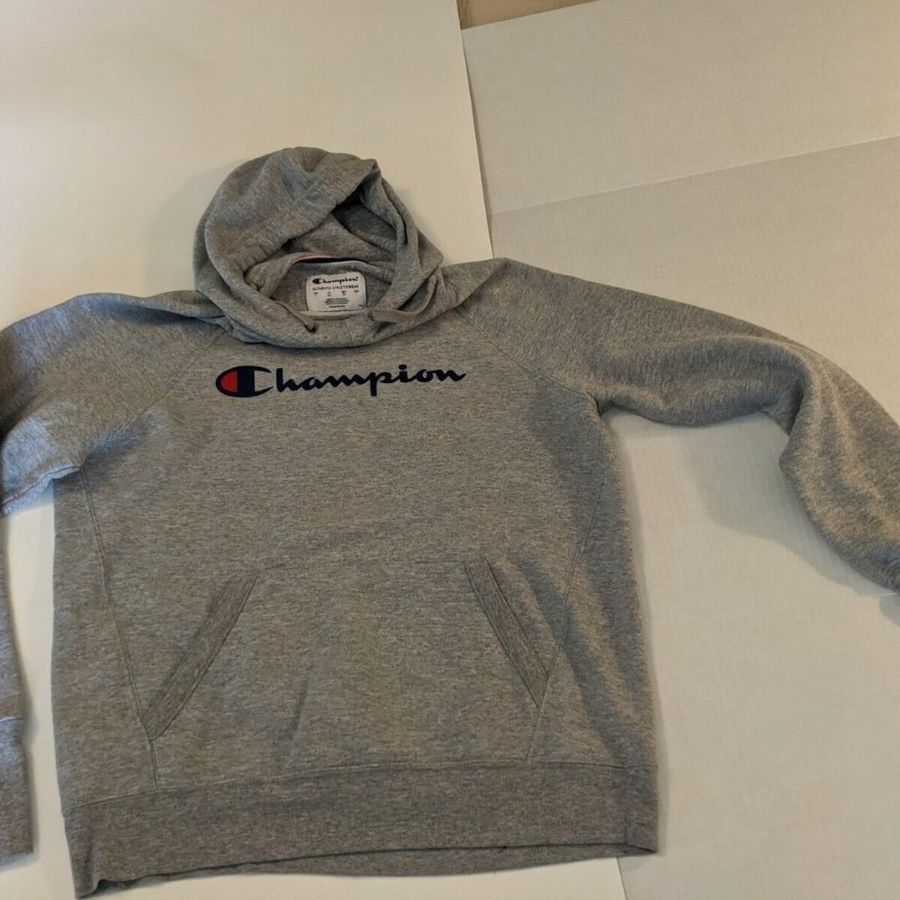 Champion Gray Hoodie Sweatshirt Mens Small/Ladies Medium Pullover Classic